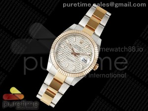 DateJust 41 126331 EWEF 1:1 Best Edition Silver Textured Dial on SS/RG Oyster Bracelet A3235