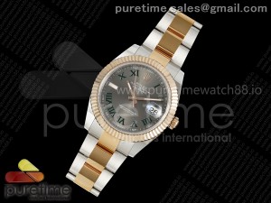 DateJust 41 126331 EWEF 1:1 Best Edition Gray Dial Green Roman Marker on SS/RG Oyster Bracelet A3235