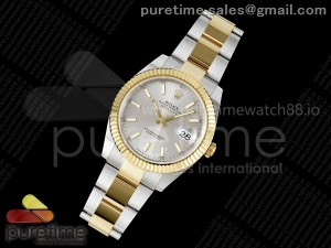 DateJust 41 126333 EWEF 1:1 Best Edition Silver Stick Dial on SS/YG Oyster Bracelet A3235