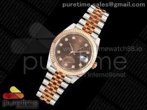 DateJust 41 126331 EWEF 1:1 Best Edition Brown Diamonds Dial on SS/RG Jubilee Bracelet A3235