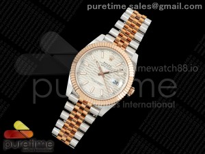 DateJust 41 126331 EWEF 1:1 Best Edition Silver Textured Dial on SS/RG Jubilee Bracelet A3235