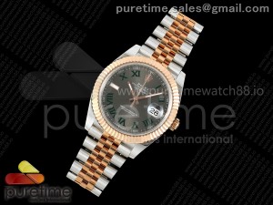 DateJust 41 126331 EWEF 1:1 Best Edition Gray Dial Green Roman Marker on SS/RG Jubilee Bracelet A3235