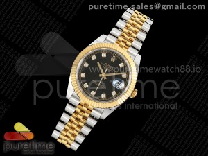 DateJust 41 126333 EWEF 1:1 Best Edition Black Diamonds Dial on SS/YG Jubilee Bracelet A3235