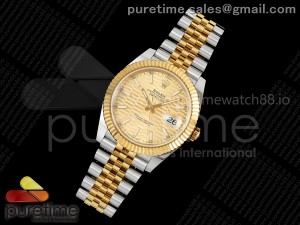 DateJust 41 126333 EWEF 1:1 Best Edition YG Texuted Dial on SS/YG Jubilee Bracelet A3235