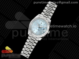 Day Date 40 SS 228236 THBF 1:1 Best Edition Ice Blue Stick Dial on President Bracelet VR3255 V3 (Gain Weight)