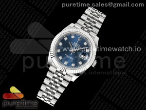 DateJust 41 126334 JQF 1:1 Best Edition 904L Steel Blue Diamonds Dial on SS Jubilee Bracelet VR3235