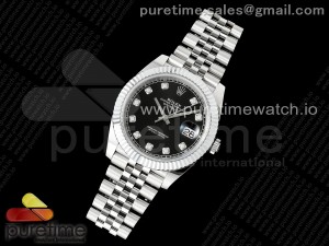 DateJust 41 126334 JQF 1:1 Best Edition 904L Steel Black Diamonds Dial on SS Jubilee Bracelet VR3235