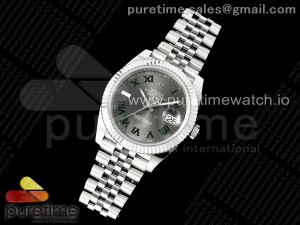 DateJust 41 126334 JQF 1:1 Best Edition 904L Steel Gray Dial Green Roman Marker on SS Jubilee Bracelet VR3235