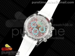 AET Daytona Sapphire GETF Best Edition Skeleton White Dial on White Rubber Strap SA4130
