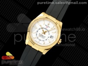 Sky-Dweller 336238 YG ZF 1:1 Best Edition White Dial on Oysterflex Strap A23J (Gain Weight)