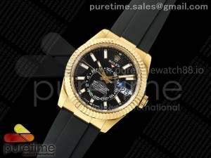 Sky-Dweller 336238 YG ZF 1:1 Best Edition Black Dial on Oysterflex Strap A23J (Gain Weight)