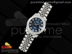 DateJust 31 Ladies 278384rbr JARF Blue Dial Diamonds Markers on Jubilee Bracelet SA2236