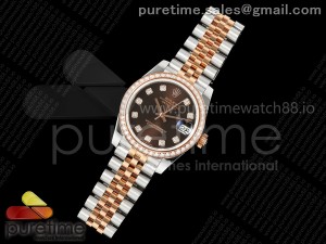 DateJust 31 Ladies 278381rbr JARF Brown Dial Diamonds Markers on SS/RG Jubilee Bracelet SA2236