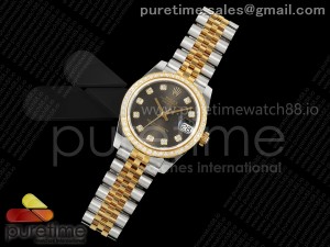 DateJust 31 Ladies 278383rbr JARF Gray Dial Diamonds Markers on SS/YG Jubilee Bracelet SA2236