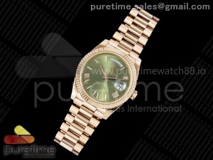 Day Date 40 RG 228235 KF 1:1 Best Edition Green Roman Dial on President Bracelet VR3255 (Gain Weight)