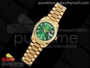 Day Date 36 YG QF 1:1 Best Edition 904L Steel Green Crystal Dial on President Bracelet A2836 V3