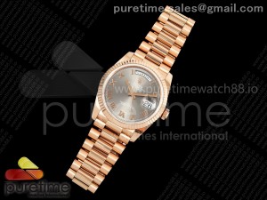 Day Date 36 RG QF 1:1 Best Edition 904L Steel Gray Roman Dial on President Bracelet A2836 V3