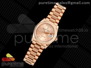 Day Date 36 RG QF 1:1 Best Edition 904L Steel RG Stick Dial on President Bracelet A2836 V3