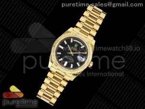 Day Date 40 YG 228238 KF 1:1 Best Edition Black Crystal Dial on President Bracelet VR3255 (Gain Weight)