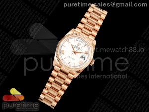 Day Date 36 RG QF 1:1 Best Edition 904L Steel White Roman Dial on President Bracelet A2836 V3