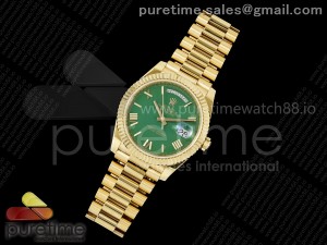Day Date 40 YG 228238 KF 1:1 Best Edition Green Roman Dial on President Bracelet VR3255 (Gain Weight)