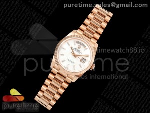 Day Date 36 RG QF 1:1 Best Edition 904L Steel White MOP Crystal Dial on President Bracelet A2836 V3