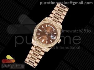 Day Date 40 RG 228235 KF 1:1 Best Edition Brown Crystal Dial on President Bracelet VR3255 (Gain Weight)