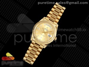 Day Date 40 YG 228238 Noob 1:1 Best Edition YG Crystal Dial on President Bracelet A2836 (Gain Weight)