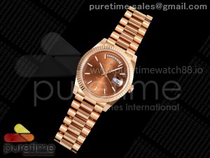 Day Date 40 RG 228235 Noob 1:1 Best Edition Brown Stick Dial on President Bracelet A2836 (Gain Weight)