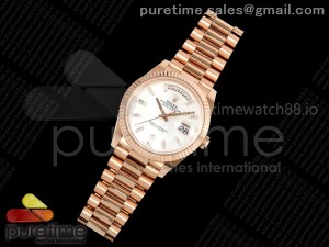 Day Date 40 RG 228235 Noob 1:1 Best Edition White MOP Crystal Dial on President Bracelet A2836 (Gain Weight)