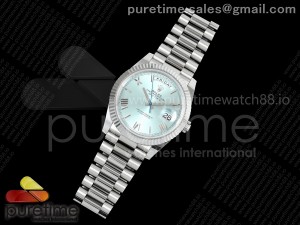 Day Date 40 SS 228239 Noob 1:1 Best Edition Ice Blue Roman Dial on President Bracelet A2836 (Gain Weight)