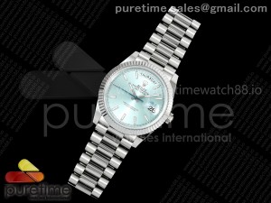 Day Date 40 SS 228239 Noob 1:1 Best Edition Ice Blue Stick Dial on President Bracelet A2836 (Gain Weight)