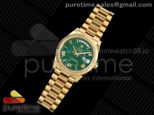 Day Date 40 YG 228238 Noob 1:1 Best Edition Green Roman Dial on President Bracelet A2836 (Gain Weight)