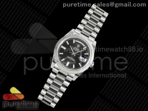 Day Date 40 SS 228239 Noob 1:1 Best Edition Black Crystal Dial on President Bracelet A2836 (Gain Weight)