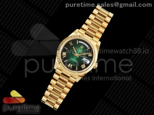 Day Date 40 YG 228238 Noob 1:1 Best Edition Green Ombre Roman Dial on President Bracelet A2836 (Gain Weight)