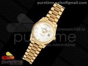 Day Date 40 YG 228238 Noob 1:1 Best Edition White MOP Crystal Dial on President Bracelet A2836 (Gain Weight)