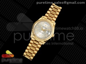 Day Date 40 YG 228238 Noob 1:1 Best Edition Silver Stick Dial on President Bracelet A2836 (Gain Weight)