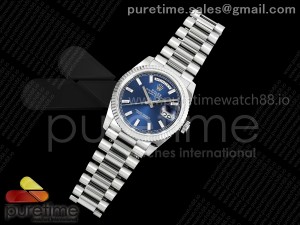 Day Date 36 SS QF 1:1 Best Edition 904L Steel Blue Crystal Dial on President Bracelet VR3255 V3