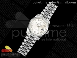 Day Date 36 SS QF 1:1 Best Edition 904L Steel Silver Roman Dial on President Bracelet VR3255 V3