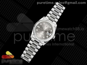 Day Date 36 SS QF 1:1 Best Edition 904L Steel Gray Diamonds Dial on President Bracelet VR3255 V3