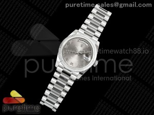 Day Date 36 SS QF 1:1 Best Edition 904L Steel Gray Roman Dial on President Bracelet VR3255 V3