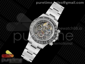 Daytona Artisans de Geneve SS ADGF Best Edition Skeleton Dial Carbon Bezel on SS Bracelet SA4130