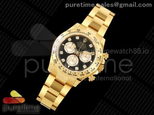 Daytona 126508 GMF 1:1 Best Edition Black/YG Diamonds Dial on YG Bracelet Strap GM4131