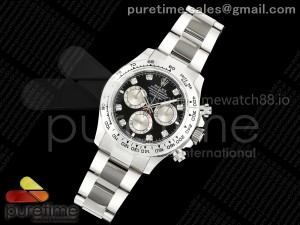 Daytona 126509 GMF 1:1 Best Edition Black/Silver Diamonds Dial on SS Bracelet Strap GM4131