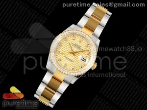 DateJust 36 126233 EWEF 1:1 Best Edition Diamonds Bezel YG Textured Dial on Oyster Bracelet A3235