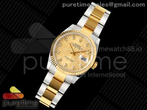 DateJust 36 126233 EWEF 1:1 Best Edition YG Textured Diamonds Dial on Oyster Bracelet A3235