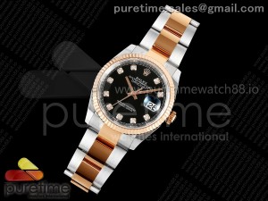 DateJust 36 126231 EWEF 1:1 Best Edition Black Diamonds Dial on SS/RG Oyster Bracelet A3235