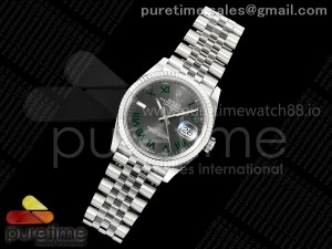DateJust 36 126234 EWEF 1:1 Best Edition Gray Dial Green Roman on SS Jubilee Bracelet A3235
