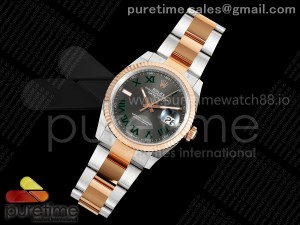 DateJust 36 126231 EWEF 1:1 Best Edition Gray Dial Green Roman on SS/RG Oyster Bracelet A3235
