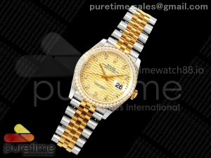 DateJust 36 126233 EWEF 1:1 Best Edition YG Textured Diamonds Dial Diamonds Bezel on SS/YG Jubilee Bracelet A3235